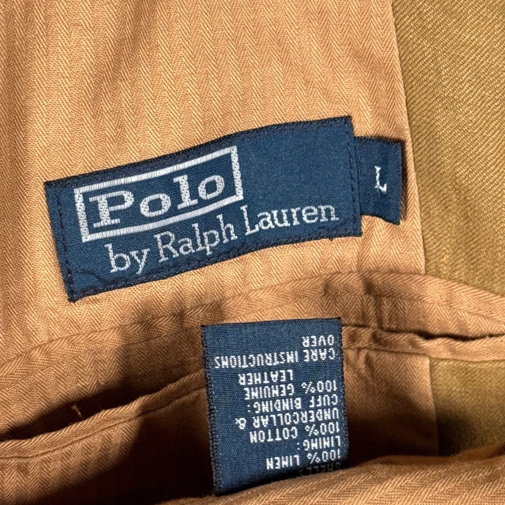 Polo Ralph Lauren Sport Coat Blazer Men Large Tan 100% Linen Surgeon Cuff Jacket